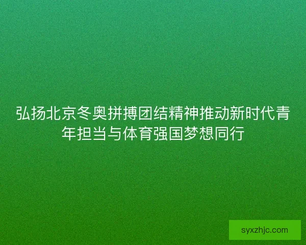 弘扬北京冬奥拼搏团结精神推动新时代青年担当与体育强国梦想同行