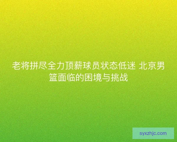 老将拼尽全力顶薪球员状态低迷 北京男篮面临的困境与挑战